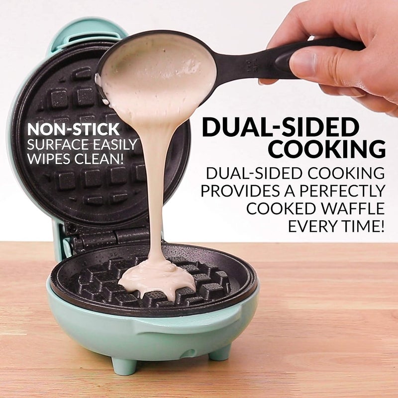 Nostalgia MyMini Personal Electric Waffle Maker, 5-Inch Cooking Surface, Waffle Iron for Hash Browns, French Toast, Grilled Cheese, Quesadilla, Brownies, Cookies, Aqua - Image 3